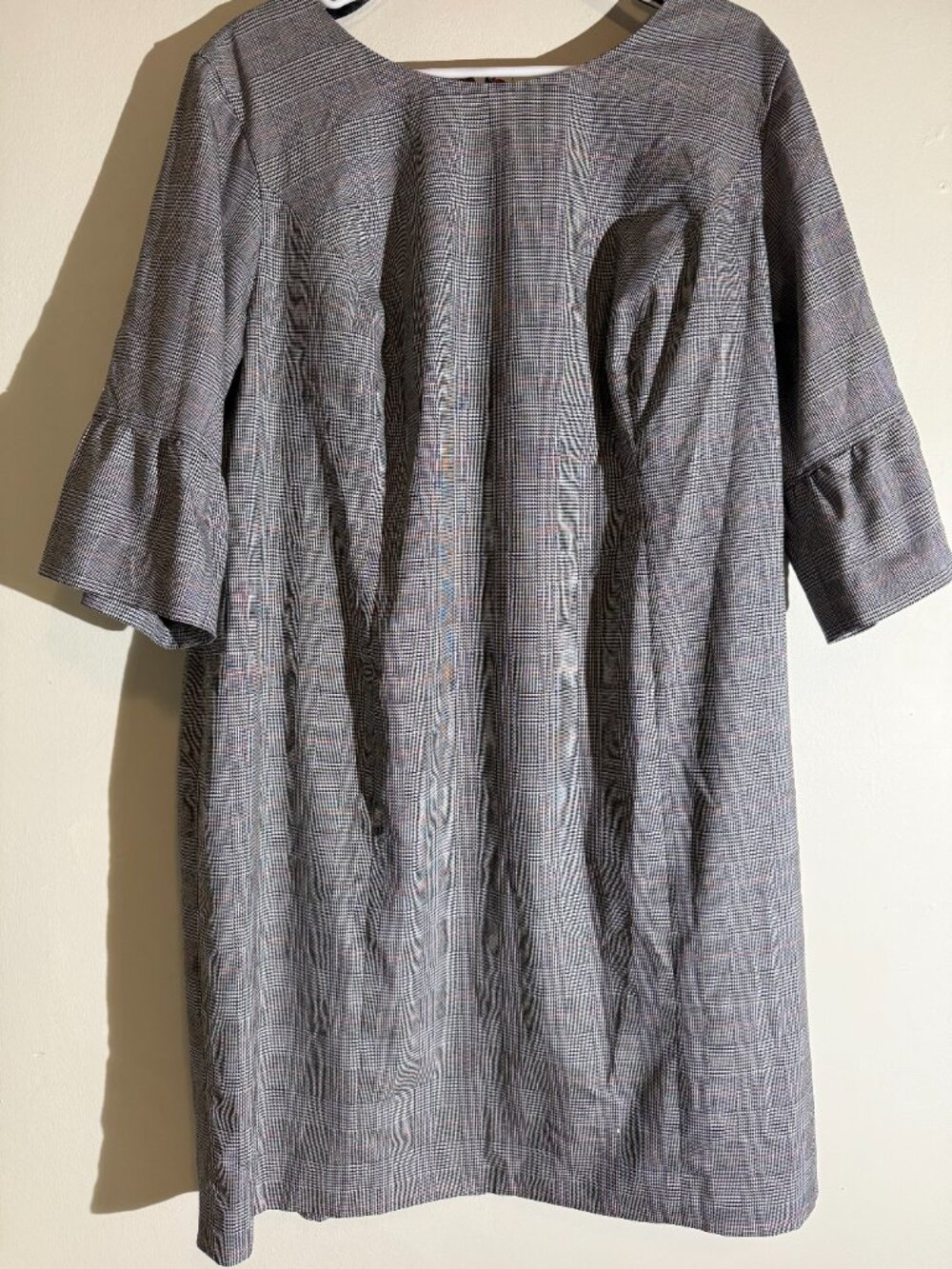 Talbots Woman Petites Glen Plaid Flounce Sleeve Shift Dress| 16P